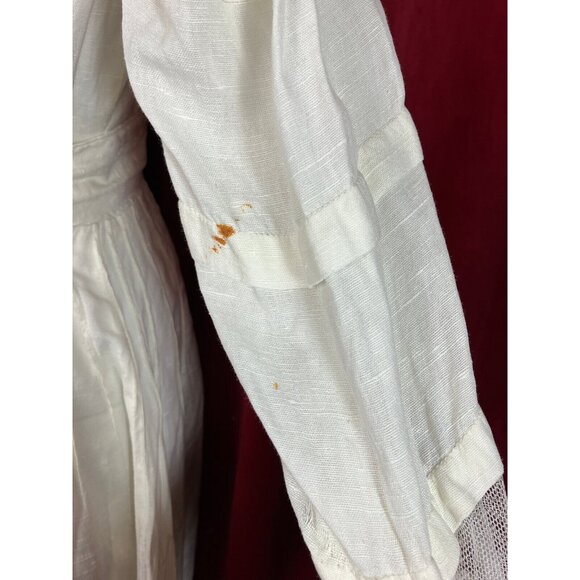 Tall C 1908 Fancy Lace Linen Dress Summer Edwardian Bell Sleeve - Picture 7 of 12